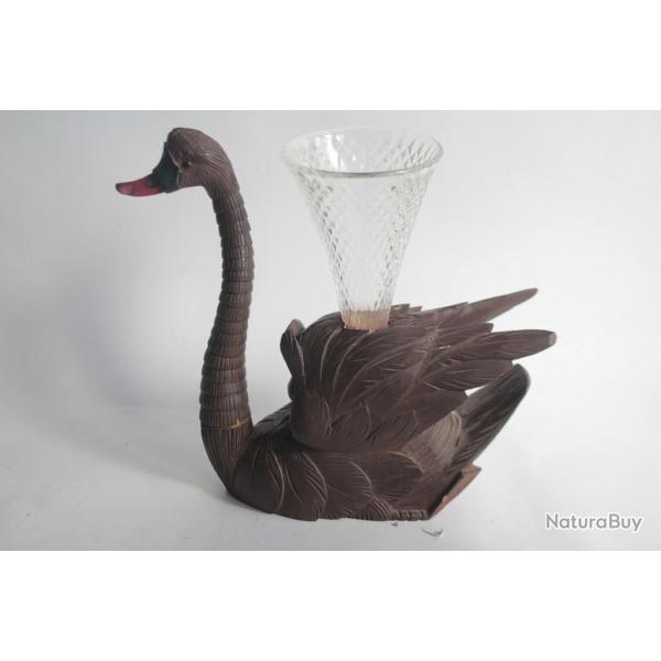 Cygne articul bois sculpt Vase Art populaire Fort Noire