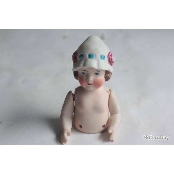 Demi figurine porcelaine biscuit Fillette bras articuls