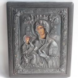 Icône orthodoxe argent Vierge à l'enfant