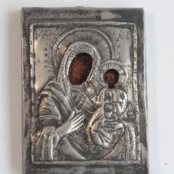 Ancienne Icône miniature orthodoxe Vierge à l'enfant