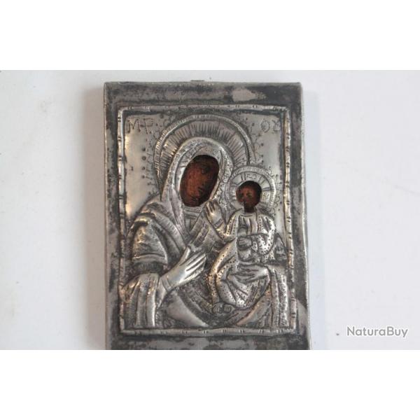 Ancienne Icne miniature orthodoxe Vierge  l'enfant