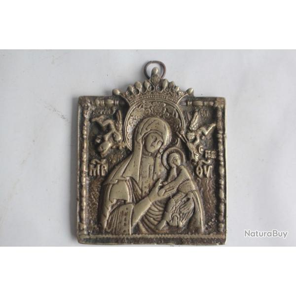 Icne orthodoxe bronze Vierge  l'enfant