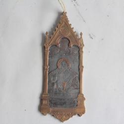 Icône Reliquaire Jésus et Saint Jean gravure sur cuivre Reberg 1902