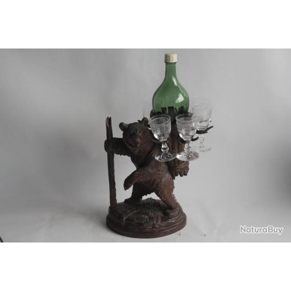 Ours cave  liqueur bois sculpt Art populaire Fort Noire
