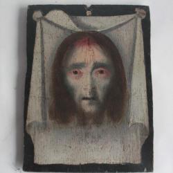 Ancienne Icône Huile sur bois Le voile de Sainte Véronique
