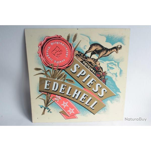 Ancienne plaque publicitaire tle Bire Spiess Edelhell Suisse
