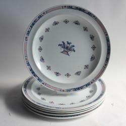 6 Assiettes faïence Wedgwood Vieux Rouen Etruria