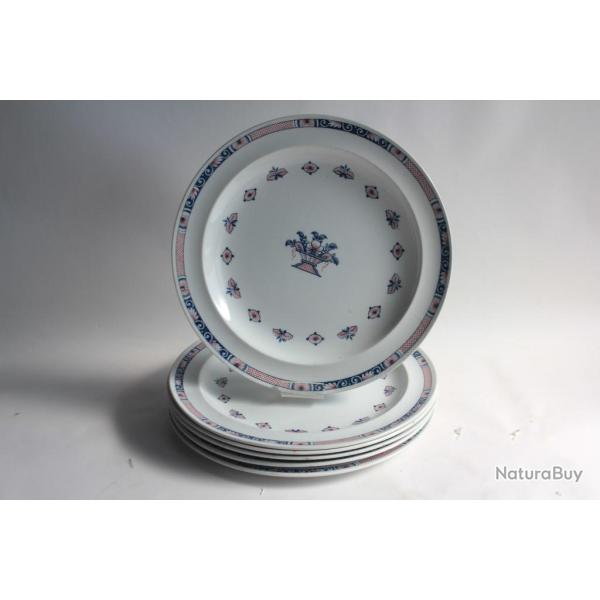 6 Assiettes faence Wedgwood Vieux Rouen Etruria