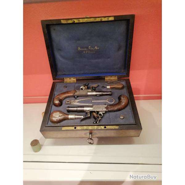 coffret de pistolets a silex a coffre entierement d origine