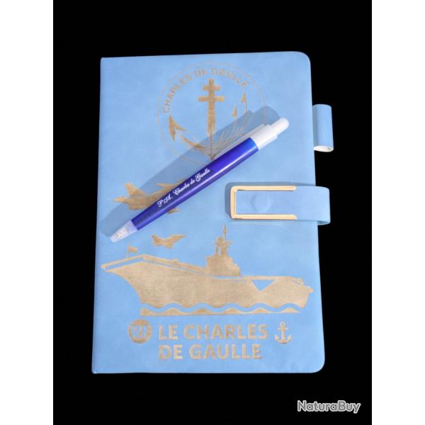 carnet a5 porte-avions Charles de Gaulle + stylo - aeronavale marine nationale
