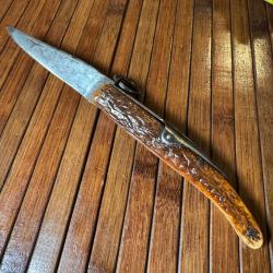 COUTEAU PLIANT PALME CRA-CRA BOIS DE CERF 1900 WW1