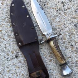 Ancien couteau poignard de chasse acier Toledo Espagne C14 lame nickelé. type vengeur