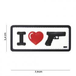 Patch 3D PVC I love my Gun (101 Inc) Blanc