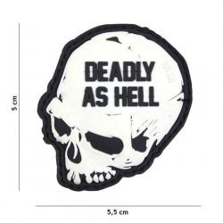 Patch 3D PVC Deadly as Hell (101 Inc) Blanc