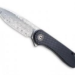 Couteau civivi ELEMENTUM lame acier damas industriel inox avec flipper + pochette