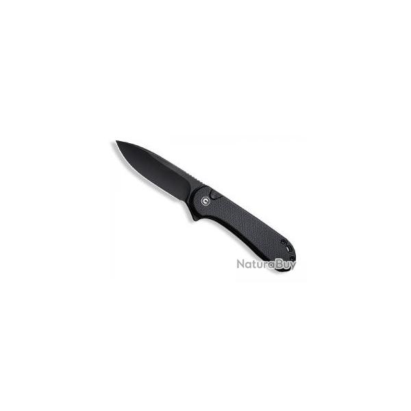 Couteau civivi BUTTON LOCK ELEMENTUM II lame acier Nitro-V finition blackwash + pochette