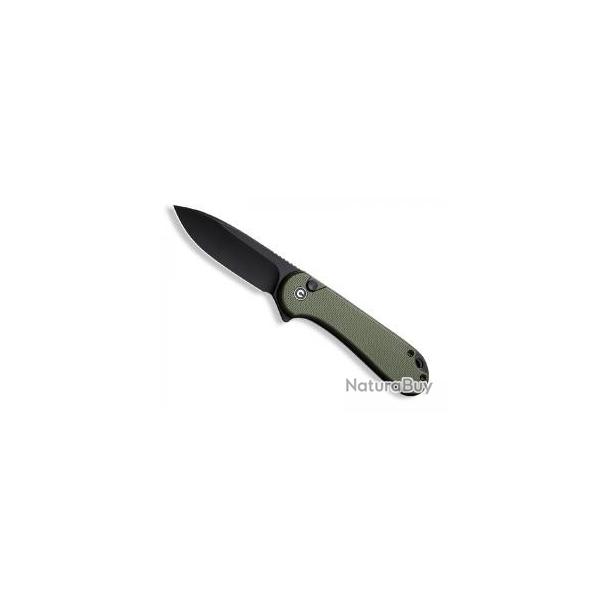 Couteau civivi BUTTON LOCK ELEMENTUM II VERT lame acier Nitro-V finition blackwash + pochette