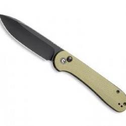 Couteau civivi BUTTON LOCK ELEMENTUM vert olive lame acier 14C28N finition stonewashed  + pochette