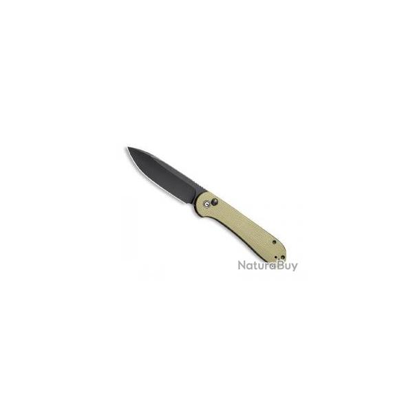 Couteau civivi BUTTON LOCK ELEMENTUM vert olive lame acier 14C28N finition stonewashed  + pochette