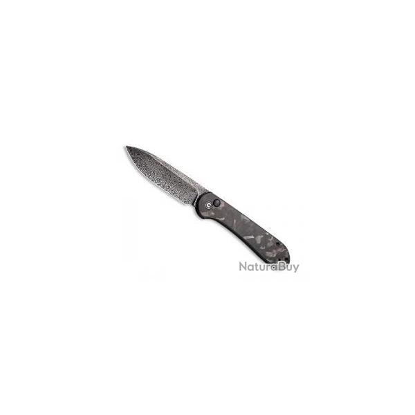 Couteau civivi BUTTON LOCK ELEMENTUM lame acier damas industriel inox   + pochette