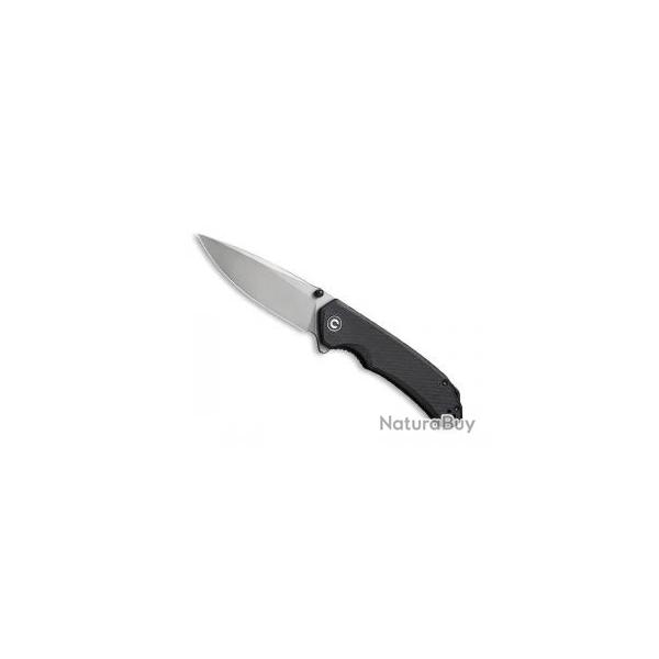 Couteau civivi BRAZEN noir lame acier 14C28N finition stonewashed + pochette
