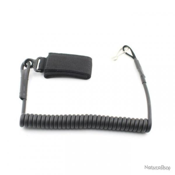 Dragonne de scurit en spirale extensible - noir - LIVRAISON GRATUITE