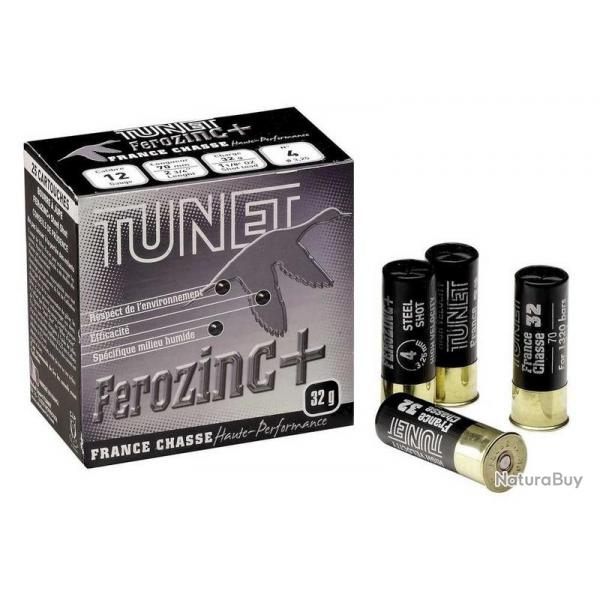 Cartouches Cal.12 Tunet France Chasse Frozinc+ HP 32g BJ plomb n7 - 25 cartouches - PRIX MINI