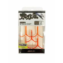 Hameçon Triple BKK BT803 Orange Glow n°1 par 5