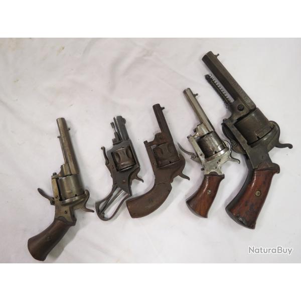Lot 5 Revolvers broches bulldog  rparer ou pour pices catgorie D