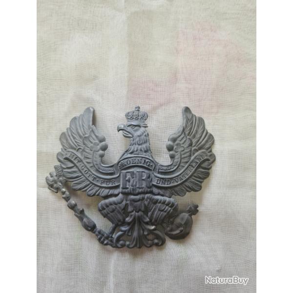Plaque Prusse en  FER de casque  pointe Allemand WW1 en reproduction, aigle Prusse   A25