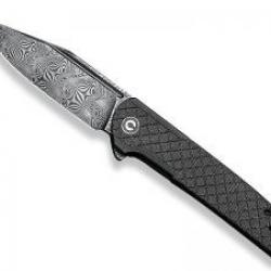 Couteau civivi CACHET lame Clip Point acier damas industriel + pochette