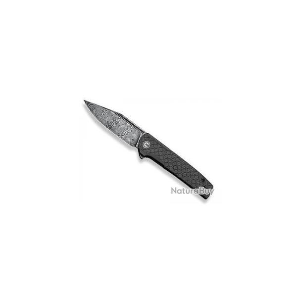 Couteau civivi CACHET lame Clip Point acier damas industriel + pochette