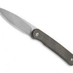 Couteau civivi STYLUM vert foncé lame acier 10Cr15CoMoV finition « stonewashed » + pochette