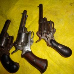 Lot de 3 revolvers style Lefaucheux 7 mm