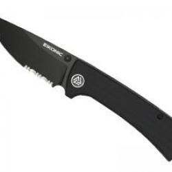 Couteau Eikonic RCK9 lame semi-dentée acier D2 revêtement PVD noir