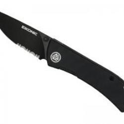 Couteau Eikonic FAIRWIND lame semi-dentée acier D2 revêtement PVD noir
