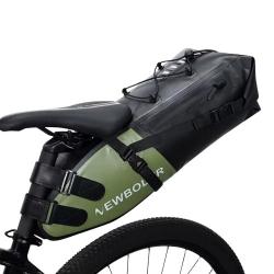 Sacoche de Selle Vélo Étanche 13L Grande Capacité Fixation Facile VTT Route Cyclotourisme Vert