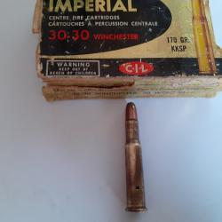 1  ancienne cartouche 30/30 IMPERIAL NEUTRALISEE