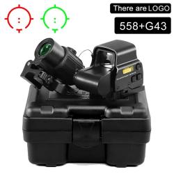 Viseur Holographique 558 + Loupe G43 3X  Point Rouge/Vert Fixation Rapide pour Rail Picatinny Noir