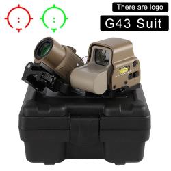 Viseur Holographique 558 + Loupe G43 3X  Point Rouge/Vert Fixation Rapide pour Rail Picatinny Kaki