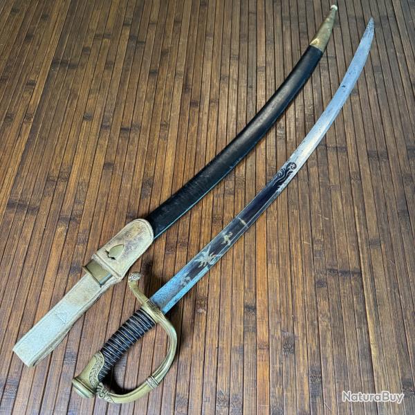 SABRE D'OFFICIER D'INFANTERIE FRANCE LAME BLEUI ET GRAVE OR DE SOLINGEN SIGNE P. KNECHT