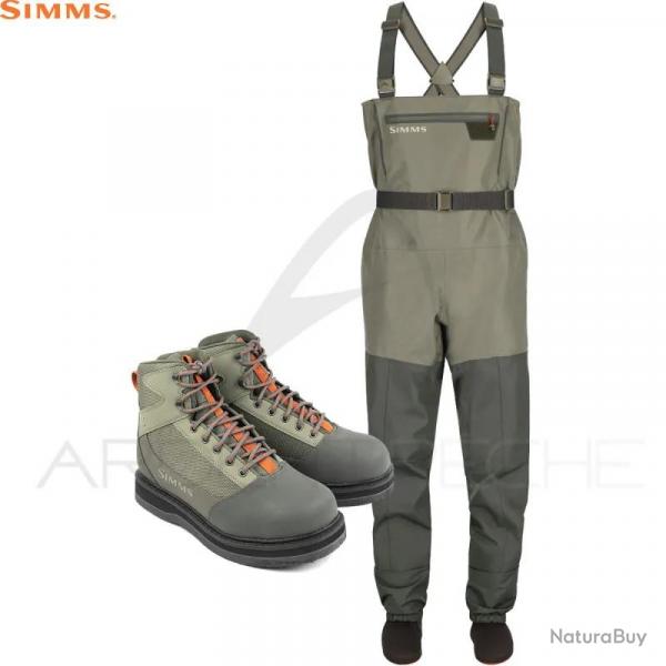 Pack waders SIMMS Tributary Basalt + chaussures feutres Lk