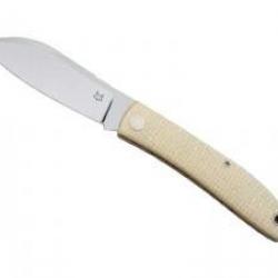 Couteau Fox LIVRI lame acier M390 Bohler satiné à cran slip joint +étui +manche en micarta naturel