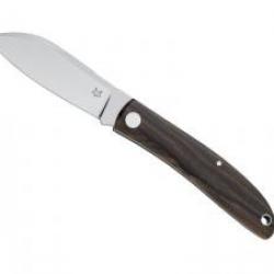Couteau Fox LIVRI lame acier M390 Bohler satiné à cran slip joint +étui +manche en ziricote