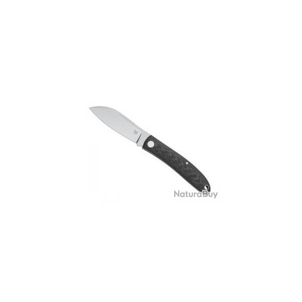 Couteau Fox LIVRI lame acier M390 Bohler satin  cran slip joint +tui +manche fibre de carbone