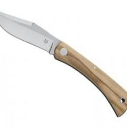 Couteau Fox LIBAR lame Clip-point acier M390 Bohler satiné à cran slip joint +étui +manche olivier