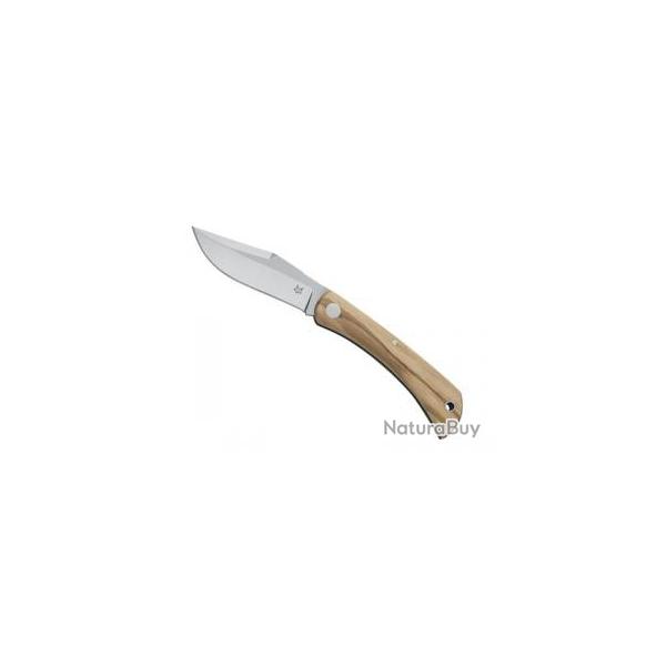 Couteau Fox LIBAR lame Clip-point acier M390 Bohler satin  cran slip joint +tui +manche olivier