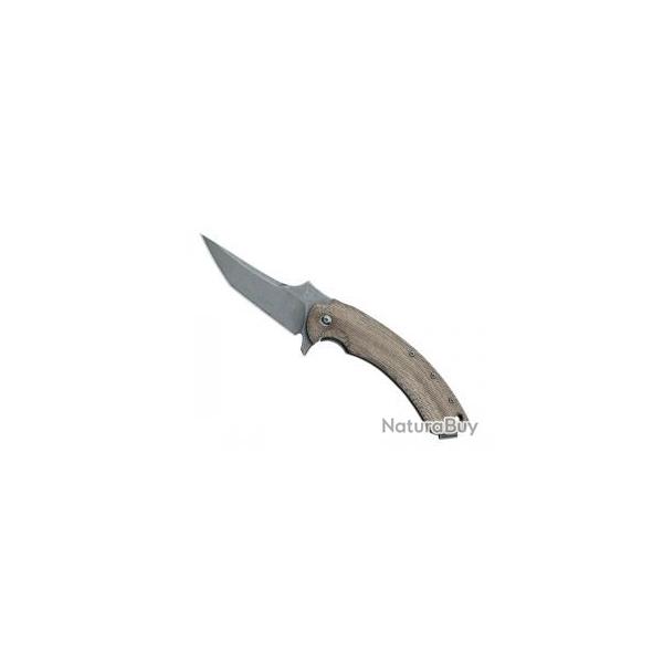 Couteau Fox GECO lame acier N690Co finition stonewashed avec flipper +pochette