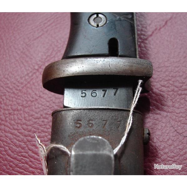 Baionnette 84/98 - cul de 1943 - mono numro