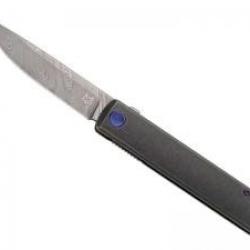 Couteau Fox CHNOPS lame acier damas inox DS93X avec front flipper et cran intérieur +manche titanium